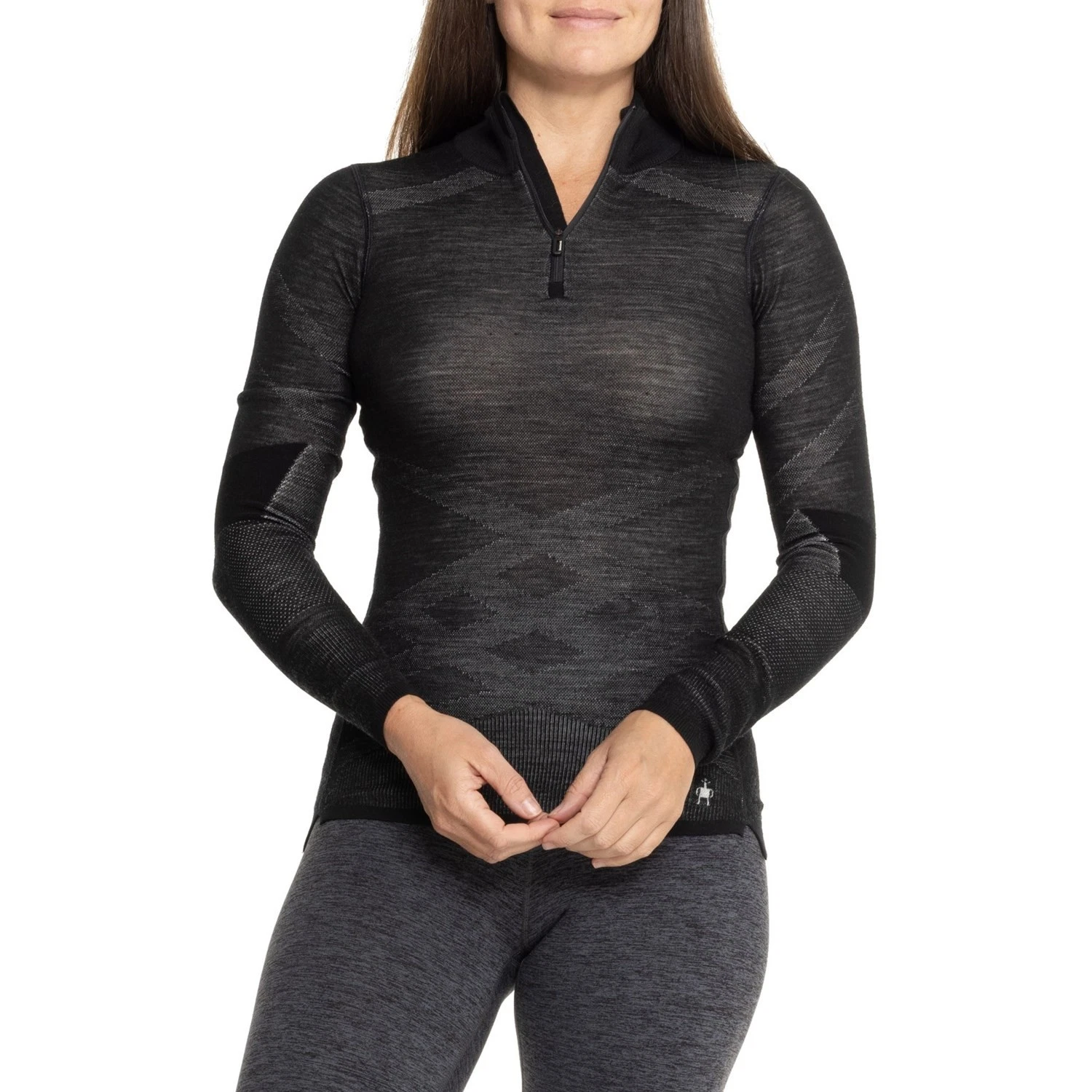 $140 Smartwool Women’s Intraknit Active Merino Base Layer Top-Black White- XL