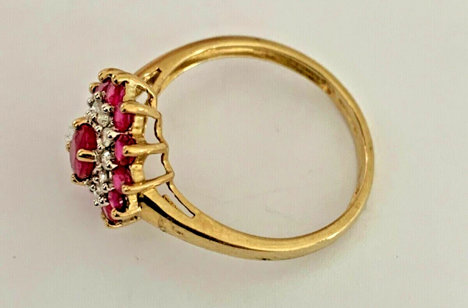 9ct Gold 1.50carat Oval Natural Ruby & Diamond Halo Ring 2.3g ~ UK P US 7.75 - Image 3 of 4