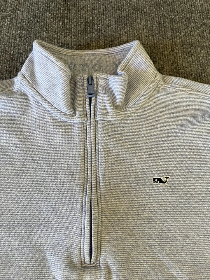 Suéter Vineyard Vines Agua Salada Cuarto Cremallera Niños XL Azul Ballena Logo Pullover Foto 2 de 4