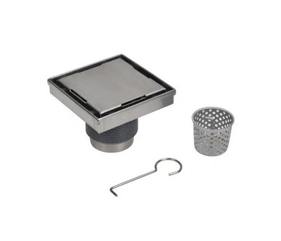 OATEY - Designline 4  x 4  Stainless Steel Square Shower Drain w/ Tile-in Cover
