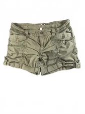 Y2K Retro Style Bongo Women's Cargo Shorts Ruched - Size 11 Olive Green 