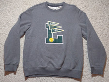 Lacoste Tennis Sweatshirt Men's Large Gray Long Sleeve Crewneck Big Printed Logo