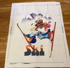 Contrast Inc. Fabric Wallhanging SKI BUM- Vintage Retro Mid Century
