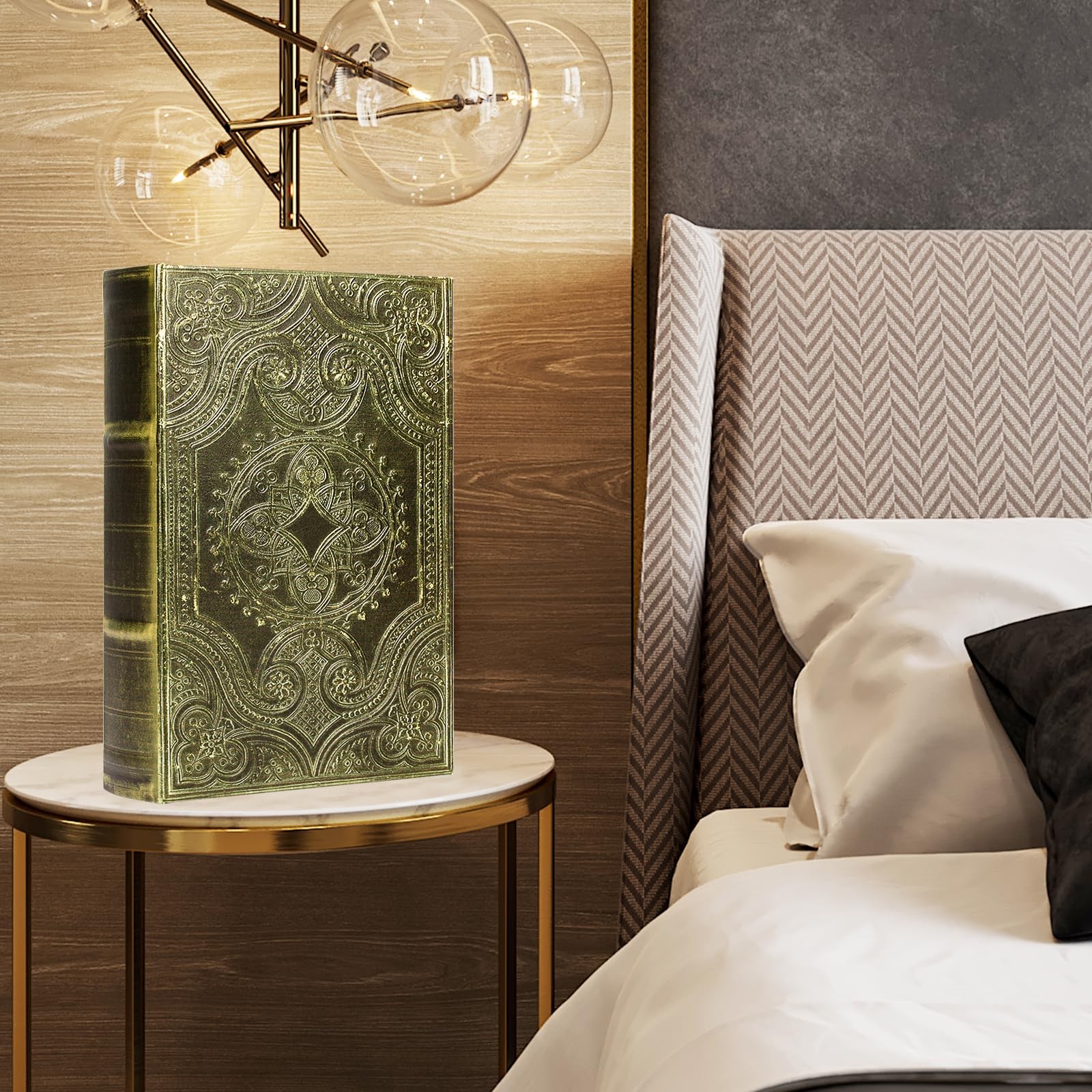 Decorative Vintage Style Fake Book Box - Faux Leather Embossing Box, Large Si...