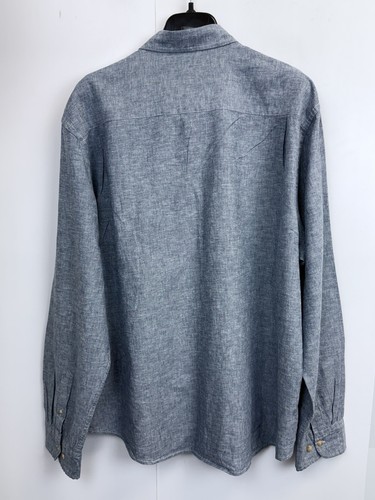 Crown & Ivy Men’s Linen Blend Shirt XXL Blue Long Sleeve Button Down Pockets Top - Picture 7 of 7