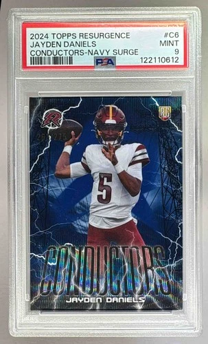 0612 Jayden Daniels 2024 Topps Resurgence Navy Surge Conductors RC /275 PSA 9
