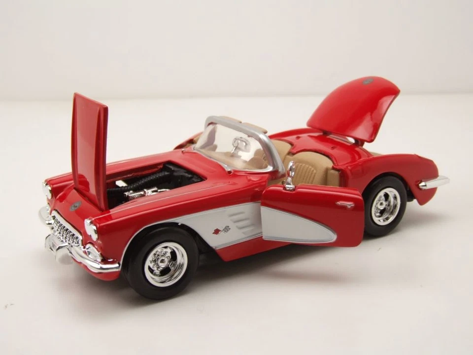 Chevrolet Corvette C1 1959 Rosso Modellino Auto 1:24 MotorMax - Immagine 4 di 4