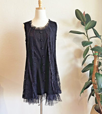 Pretty Angel Black Lace Button Down Mini Dress Small Romantic Fairycore Ethereal