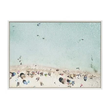 Kate and Laurel Sylvie Turquoise Beach from Above 2 Framed Canvas Wall Art by...
