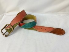 Lucky Brand Belt Suede Leather Inset Women's S Multicolor Boho Fits to 36" EUC 