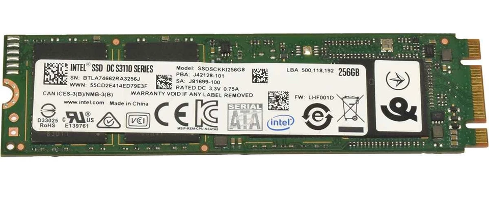 Intel DC S3110 SSDSCKKI256G8 SSD 256GB M.2 2280 SATA 6G - Bild 2 von 4