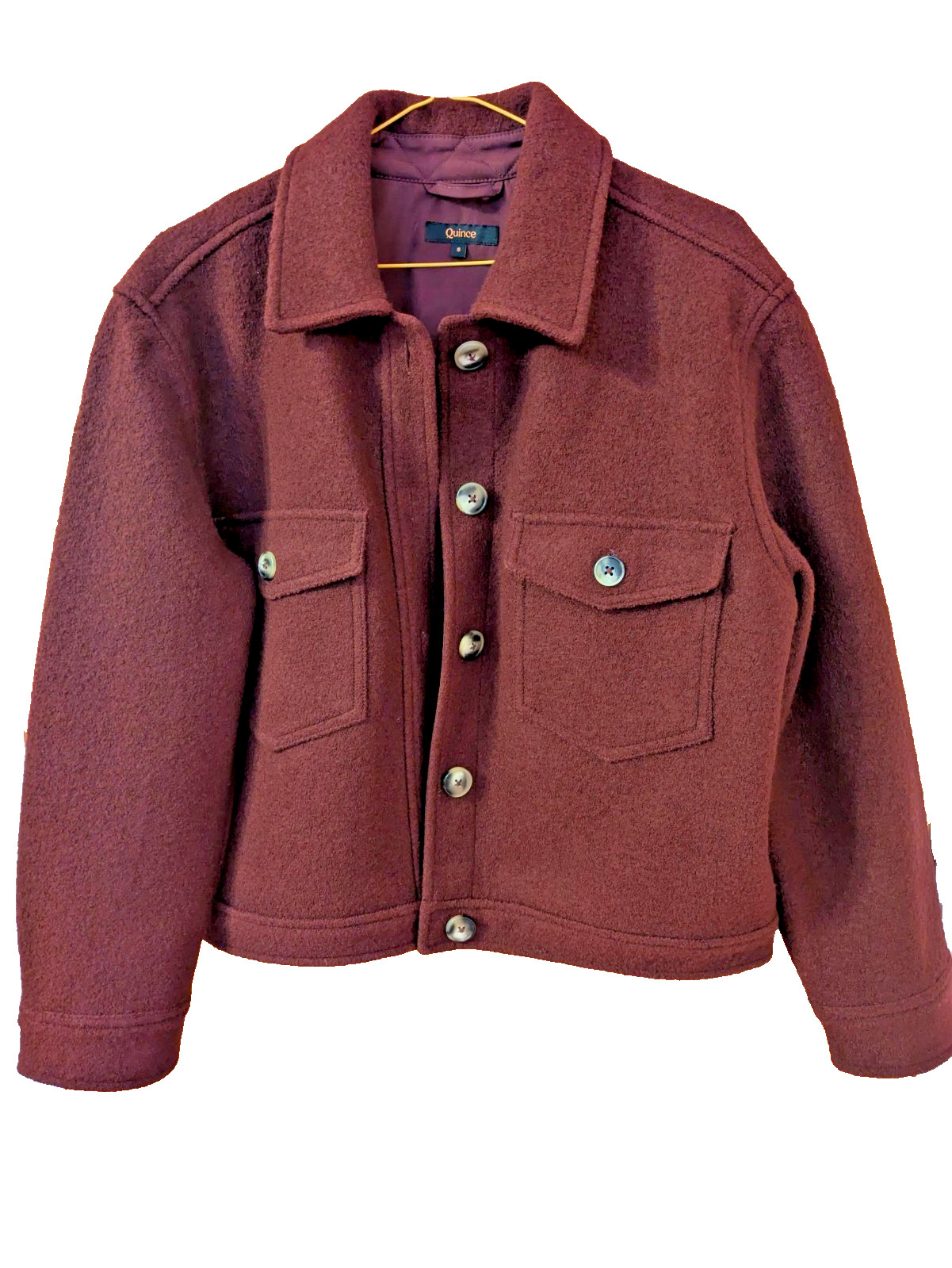 Quince  100% Merino Wool  Cropped Shirt Jacket  Size S in Mulled Wine Never Worn