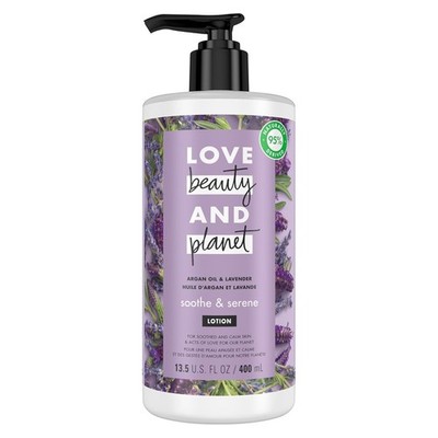 Love Beauty And Planet Argan Oil & Lavender Soothe & Serve Lotion 13.5 Oz NEW