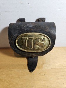 Original Civil War Era S.H. YOUNG 1839 PATTERN  Cap , Cartridge Pouch  W/PLATE