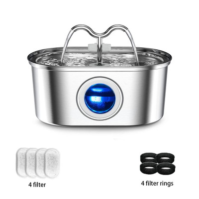 108Oz/3.2L Cat Water Stainless Steel Pets Dispenser with LED Light Silent Pump A