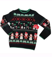 Holiday Time M 8 Boys Black Graphic Gaming Ugly Christmas Sweater