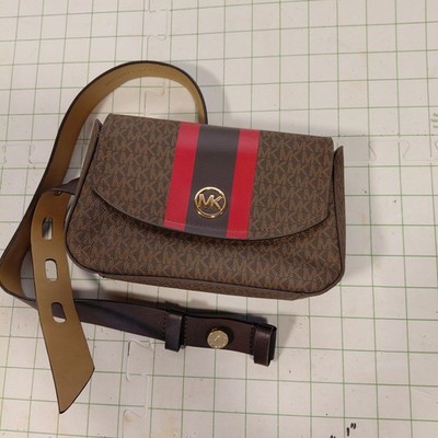 Michael Kors Brown MK Signature Waist Bag Fanny Pack Belt
