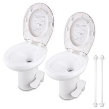 Yescom RV Gravity Flush Toilet 20" Elongated w/ Foot Pedal Portable 2 Packs HDPE