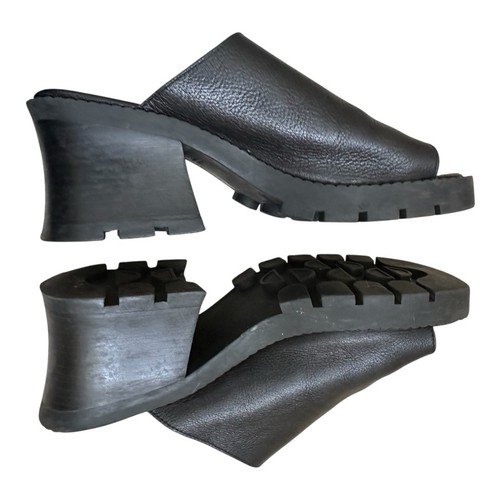 MIA Y2K Chunky Mules Open Toe Sandals Size 9.5 Black Leather - Picture 5 of 12