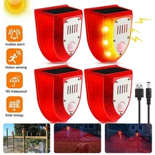 Solar Strobe Light Alarm Motion Sensor Sound Alarm Siren Security Alarm Light US