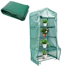 4 Tier Greenhouse Cover, 63" x 27.2" x 19.3" PE Plant Greenhouse Cover with R...