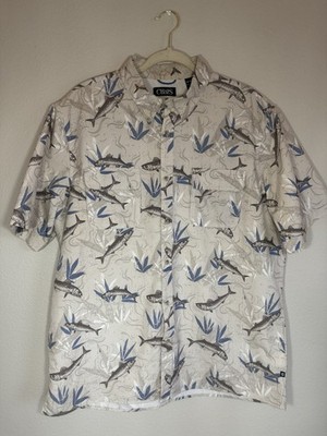 CHAPS Mens Button Down Fishing Shirt Sz XL  Performance Easy-Dry Wicking Fish