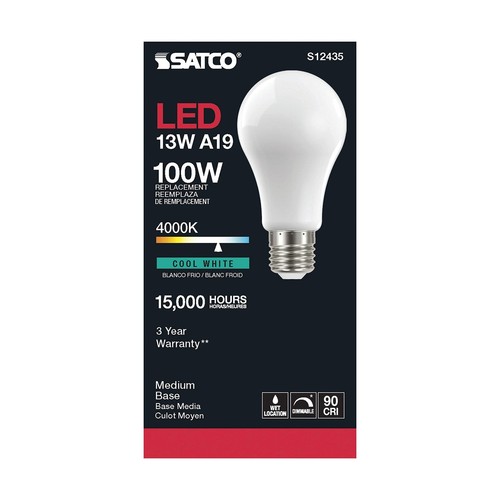 Satco S12435 Bulb, Cool White (4000K) -13.5watt - Picture 3 of 6
