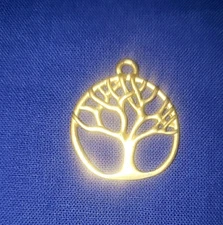 Tree of Life Gold Tone Open Work Pendant Charm Earring Dangle 1" x 1"
