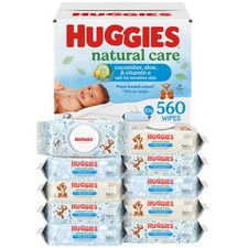 Huggies Natural Care Cucumber, Aloe and Vitamin 56 Count Pack of 10 , White