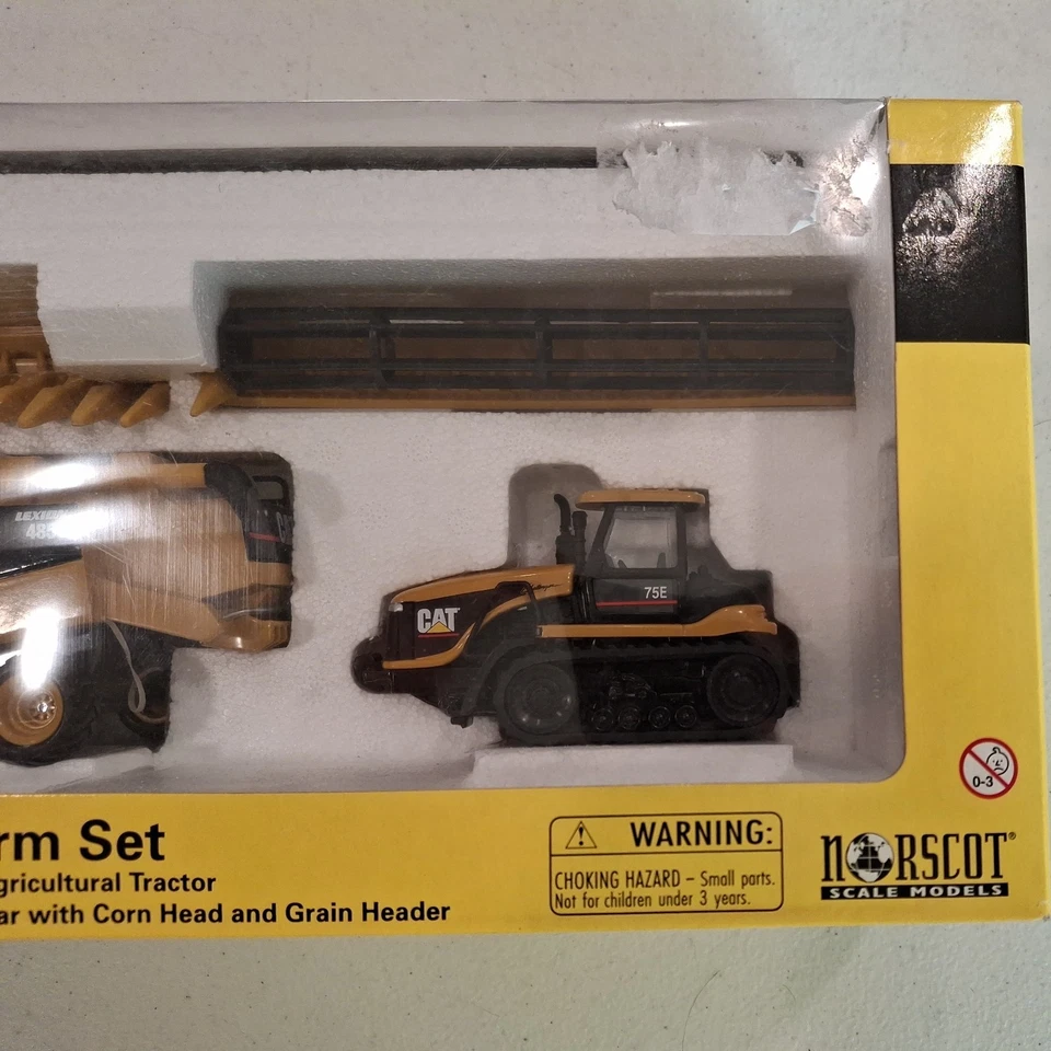 Cat Lexion 485 Combine & Challenger 75E Tractor Farm Set By Norscot 1/64 Scale - Image 3 of 4