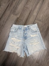 Women s Pacsun Mid Rise Relaxed Fit Light Wash Distressed Denim Shorts Cutoff 29