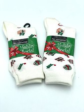 2 Pair NWT Vintage No Nonsense Ladies "Holiday Socks" Christmas Size 5-10