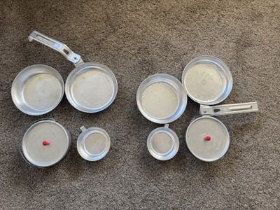 Vintage Japan Heavy Duty Aluminum Mess Kit Camping 6 Piece 2 Sets Backpack Camp