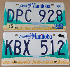 Pair of Friendly Manitoba Canada Buffalo Wilderness License Plates DPC928 KBX512