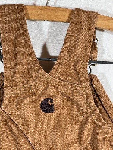 Carhartt Denim Kids Baby 12M Brown 100% Cotton Denim Inside Leg Snap Overalls - Picture 20 of 24