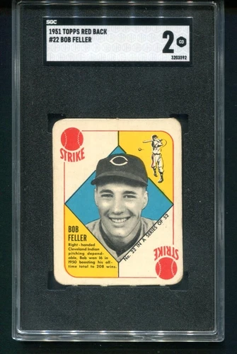 1951 Topps Red Back Bob Feller Cleveland #22 SGC 2