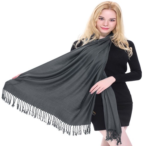 CJ Apparel Dark Grey Solid Color Design Shawl Seconds Scarf Wrap Pashmina *NEW* - Picture 11 of 12