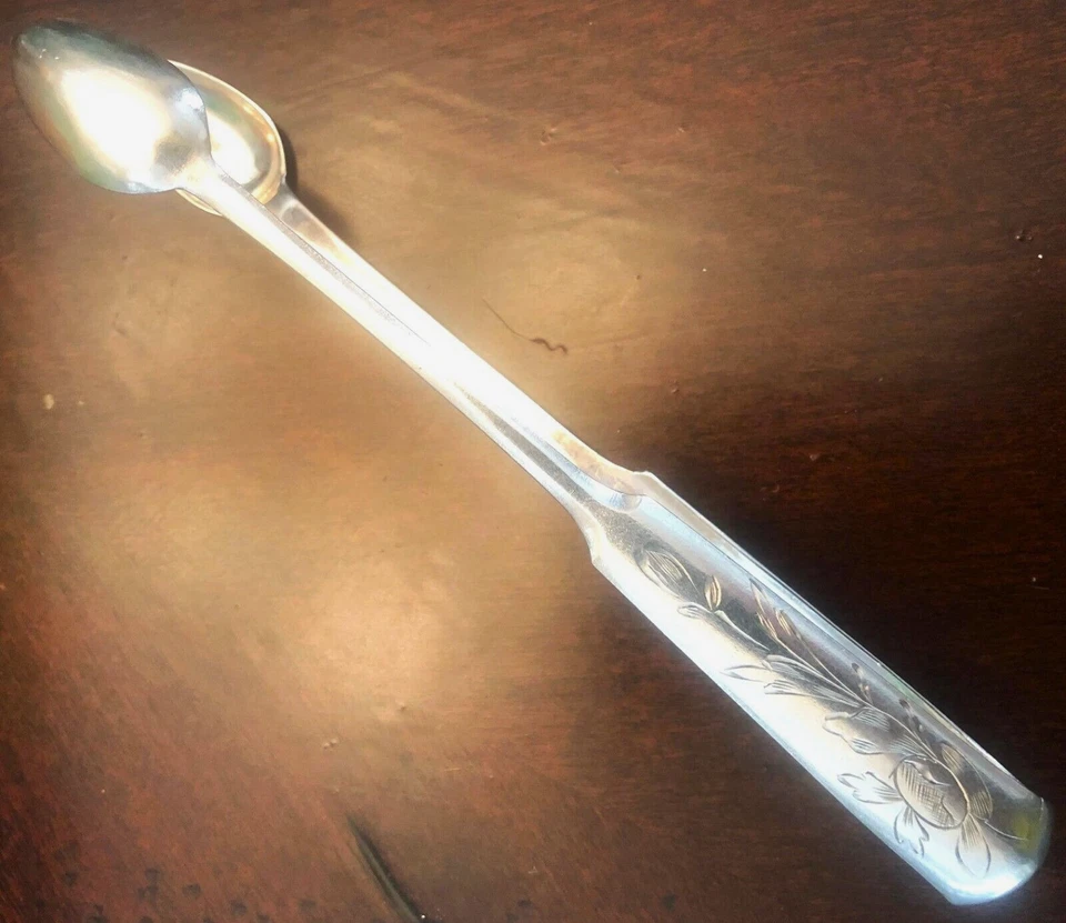 Pinzas de azúcar/hielo raras antiguas imperiales rusas de plata esterlina 84 5 1/2" florales Foto 3 de 4