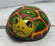 2" Vintage Japan Koyo TURTLE Tin Collectible Green Yellow Red Litho Friction Toy