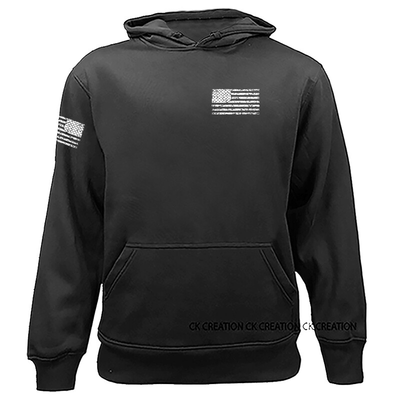 Distressed US Flag Crest Patriotic Graphic Hoodie Show American Pride