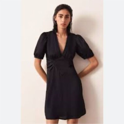 NWOT Ba&sh Black Wina Mini Puff Sleeve Dress Large