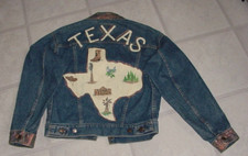 Vtg Levi Hand Painted Denim Jacket Texas Southwest USA Stage Performer Boot Oil