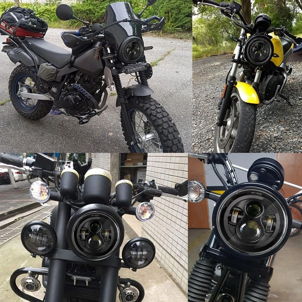 Faro LED de 7" alto/bajo + carcasa cubo para Kawasaki Vulcan 900 VN900C personalizado EE. UU. Foto 2 de 4