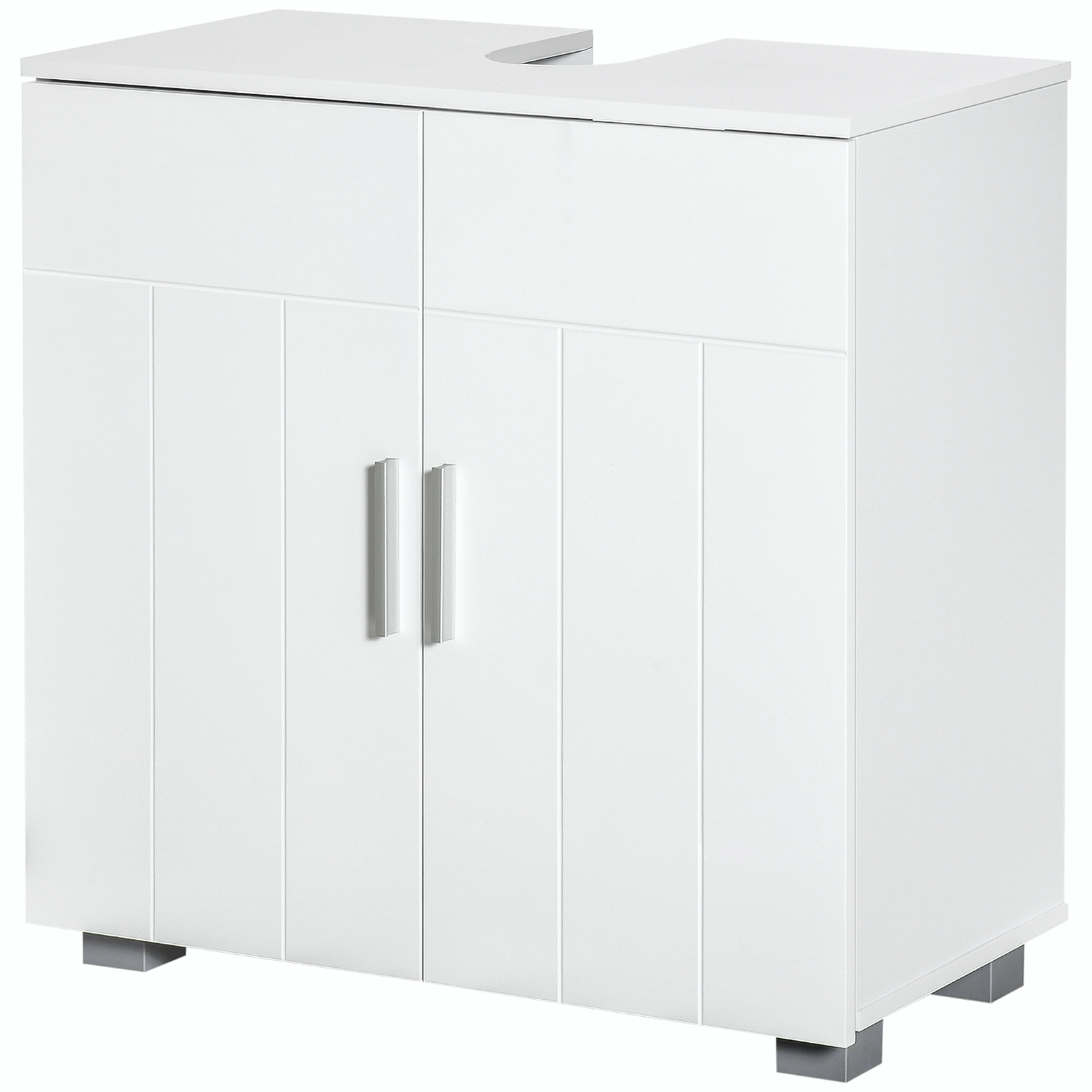 kleankin Mobile Bagno a U Sotto Lavabo Salvaspazio con Ripiano Interno Bianco