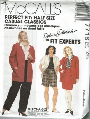 McCalls Sewing Pattern 7716 Jacket Blouse Skirt Pants Shorts Size 24 1/2