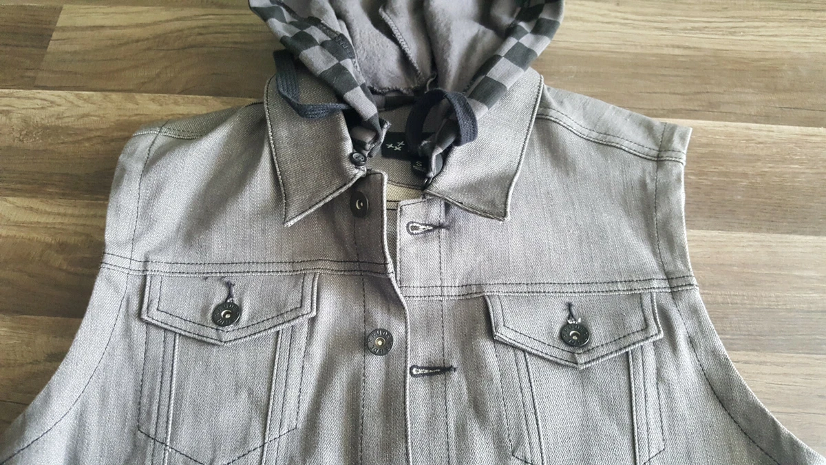 XXX Rude Men Denim Jean Small size Gray color removable hood vest | eBay