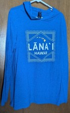 HAWAII LANAI NEW WITHOUT TAGS HOODIE LIGHT WEIGHT SZ L HEATHER BLUE LS SOFT