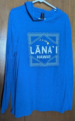 HAWAII LANAI NEW WITHOUT TAGS HOODIE LIGHT WEIGHT SZ L HEATHER BLUE LS SOFT