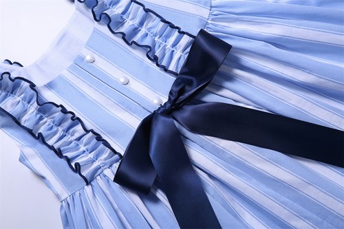 Girls 2-12 Year Sleeveless Striped Spanish Dress for Spring Summer with Headband - Picture 11 of 12