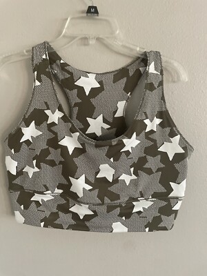 zuda Women's Jacquard Star Print Sports Bra Olive X-Large Size 1X